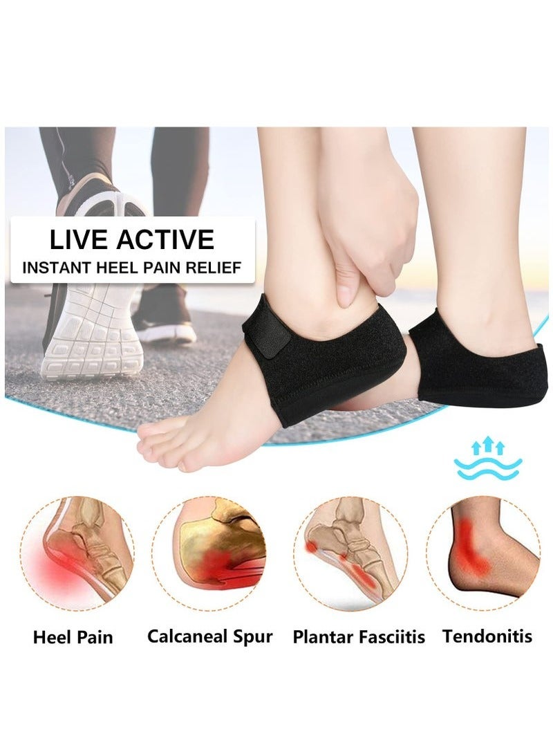 Generic 2PCS Heel Protectors/Heel Cups/Heel Sleeves Pads/Heel Cushion/Heel Support for Relieving Heel Pain Pressure From Plantar Fasciitis (Black)  - Image 2