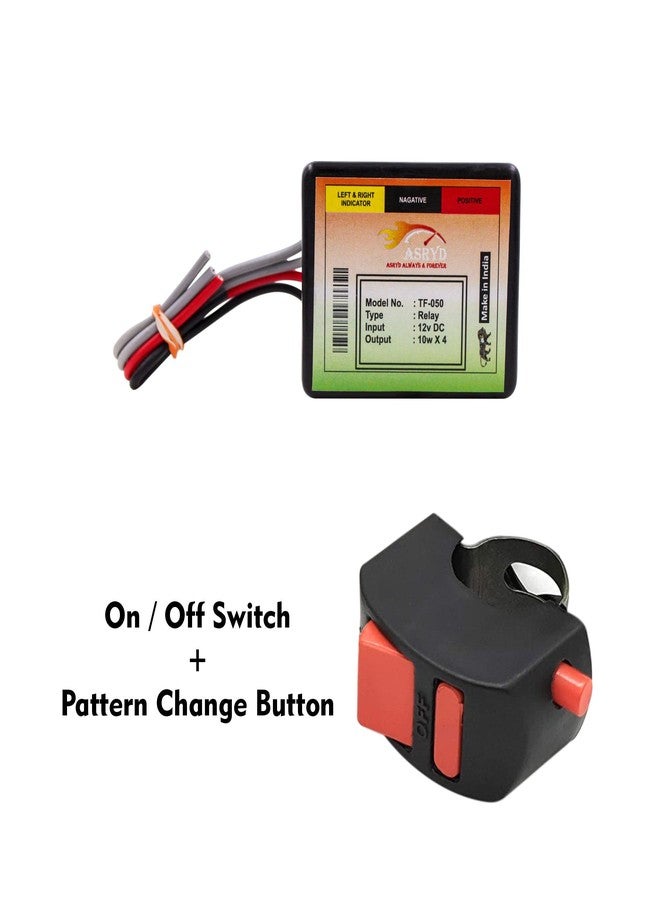 Asryd 16 Pattern Hazard Flasher & On/Off Switch Button for LED Bulbs & Indicators Compatible with All Bikes (Flasher & Switch) - Image 4