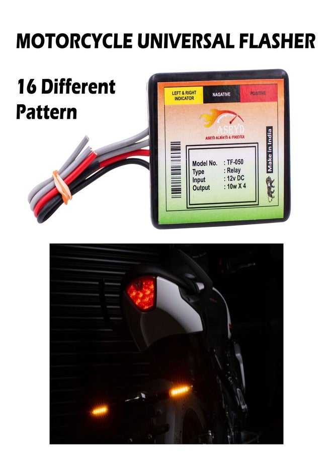 Asryd 16 Pattern Hazard Flasher & On/Off Switch Button for LED Bulbs & Indicators Compatible with All Bikes (Flasher & Switch) - Image 2