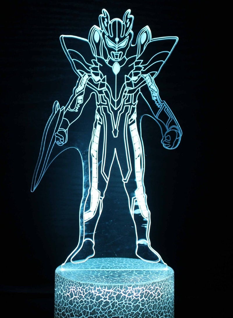 althiqahkey 3D Illusion Ultraman Night Light 16 Color Change Decor Lamp Desk Table Night Light Lamp for Kids Children 21 Color Changing with Remote  - Image 1