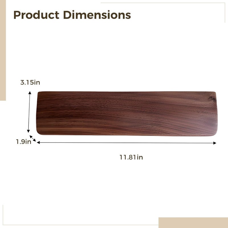 Wrist Rest Wooden Keyboard, Support Comfortable Wrist, Design and Stylish, Walnut Black Wooden Wrist Rest, Keyboards 60% for in 11.8 - Image 2
