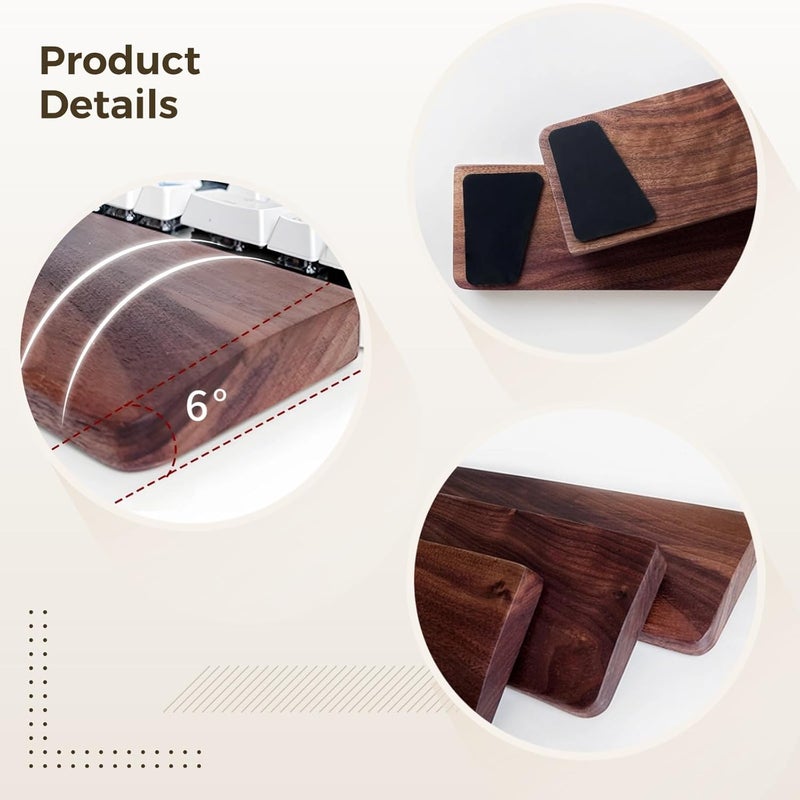 Wrist Rest Wooden Keyboard, Support Comfortable Wrist, Design and Stylish, Walnut Black Wooden Wrist Rest, Keyboards 60% for in 11.8 - Image 5