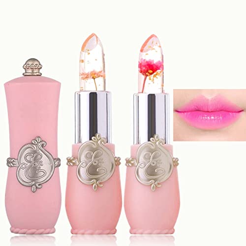 WENJLYJ 2PCS Crystal Flower Jelly LipstickClear Lipstick with Flower Inside Magic PH Temperature Color Changing Tinted Lip BalmLong Lasting Waterproof Moisturizing Lip Gloss Set0102 - Image 2