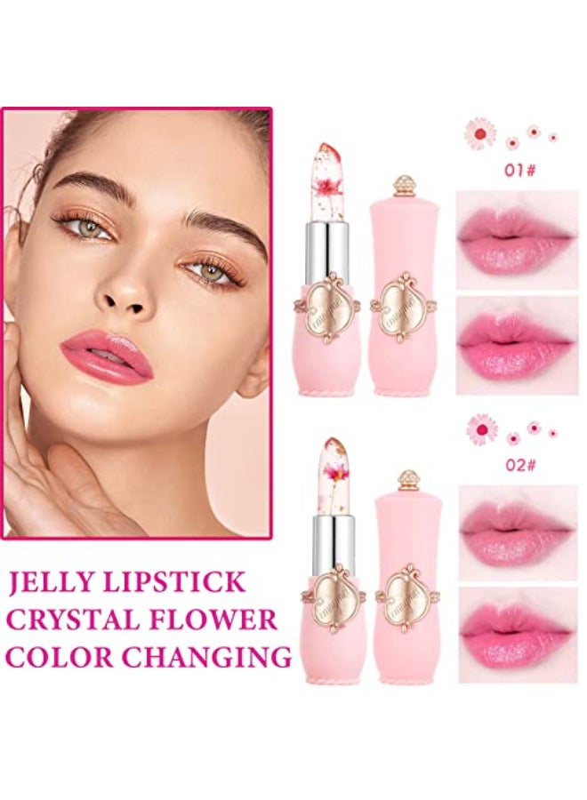 WENJLYJ 2PCS Crystal Flower Jelly LipstickClear Lipstick with Flower Inside Magic PH Temperature Color Changing Tinted Lip BalmLong Lasting Waterproof Moisturizing Lip Gloss Set0102 - Image 4