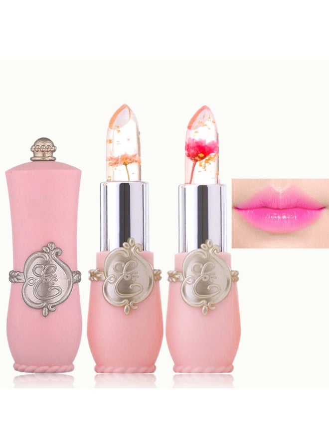 WENJLYJ 2PCS Crystal Flower Jelly LipstickClear Lipstick with Flower Inside Magic PH Temperature Color Changing Tinted Lip BalmLong Lasting Waterproof Moisturizing Lip Gloss Set0102 - Image 3