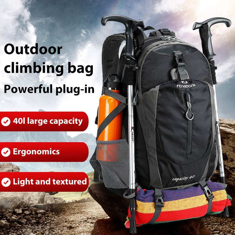 Fengdong 40L Waterproof Lightweight Outdoor Daypack Hiking Camping Travel Backpack For Men Women Black - Image 5