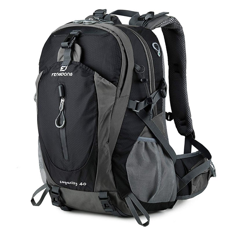 Fengdong 40L Waterproof Lightweight Outdoor Daypack Hiking Camping Travel Backpack For Men Women Black - Image 1