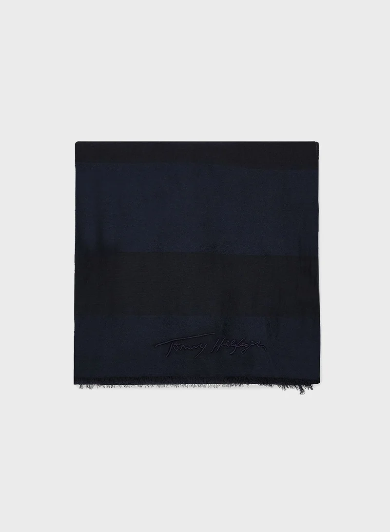 TOMMY HILFIGER Iconic Logo Tonal Stripe Scarf