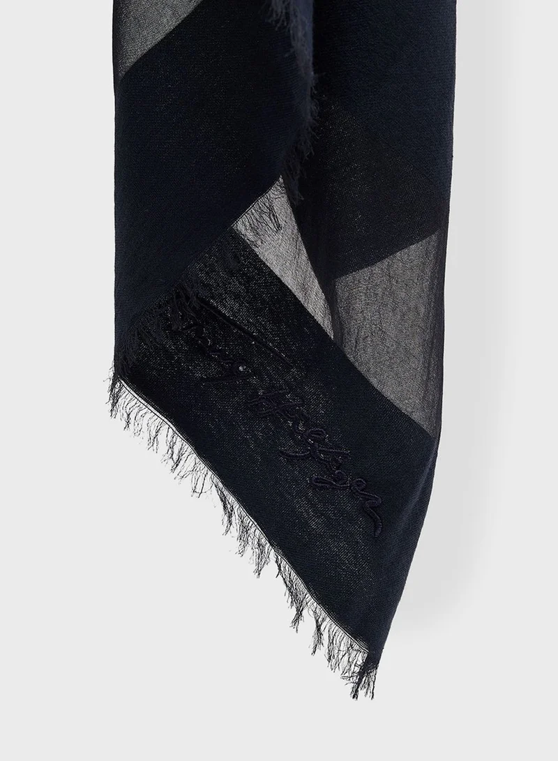 TOMMY HILFIGER Iconic Logo Tonal Stripe Scarf