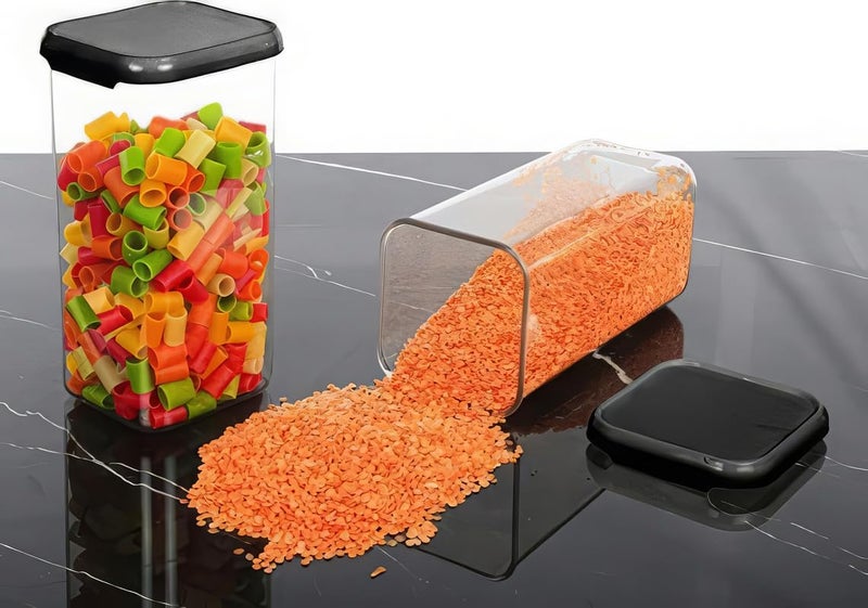 KWER مجموعة حاويات محكمة الإغلاق للتخزين للمطبخ، صندوق تخزين ومنظم، أدوات المطبخ للمنزل، تنظيم المخزن، خالية من BPA (عبوة من 6، أسود، 1500 مل، بلاستيك) - Image 4