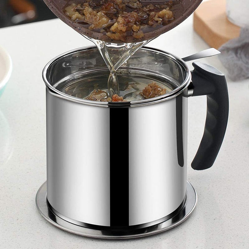 COLBEX Bacon Grease Container with Strainer Stainless Steel Oil Container Pot Fat Storage with Lid Easy Grip Handle Suitable for Storing Frying Oil and Cooking Grease - Image 3