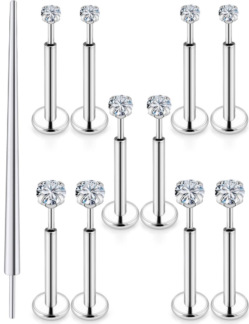 Kridzisw 20g Flat Back Push in Nose Rings Stud Piercing Jewelry for Women 20 Guage Stainless Surgical Steel Threadless Straight Silver Short Nostril Nose Lip Labret Ring Bar Piercing Jewelry Men 6mm - Image 1
