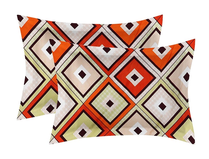 Dream Living Dream Living 100 Microfiber Bedsheet for Double Bed with 2 Pillow Covers Breathable Wrinkle Free and Super Soft Touch Flat Double Bedsheet Geometric Print Orange Brown 180 tc  - Image 3