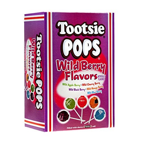 Tootsie Roll Tootsie Pops Assorted with Chocolatey Center 375 Pound 100 Count Giveaway Box Peanut Free Gluten Free Wild Berry Flavors 60 Ounce - Image 1