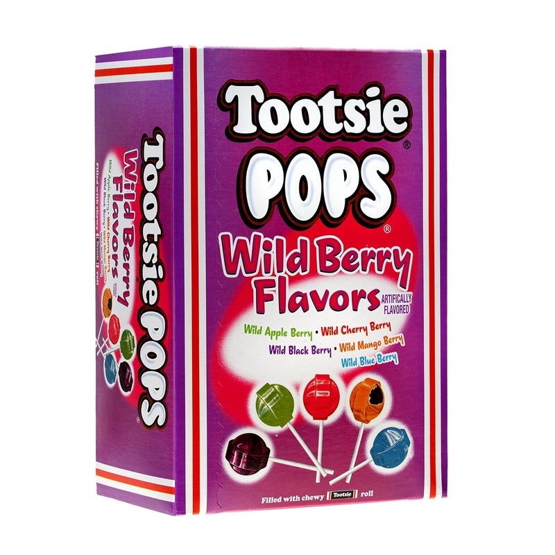 Tootsie Roll Tootsie Pops Assorted with Chocolatey Center 375 Pound 100 Count Giveaway Box Peanut Free Gluten Free Wild Berry Flavors 60 Ounce - Image 3
