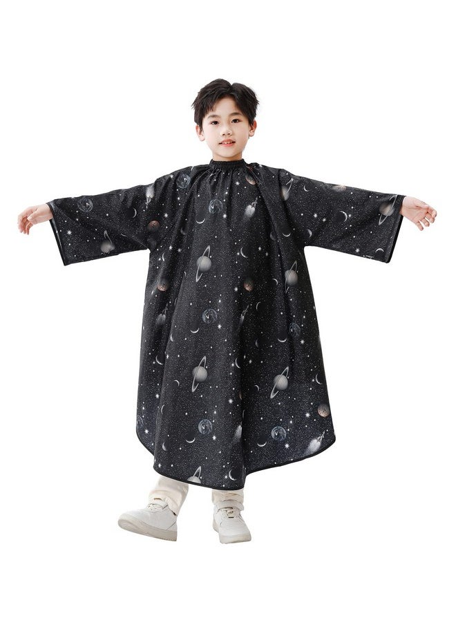Perfehair PERFEHAIR Kids Hair Cutting Cape with Sleeves, Kids Barber Cape Haircut Cape for Boy & Girls, Professional Salon or Home Hair Cut Cape-Black Space Printing  - Image 1