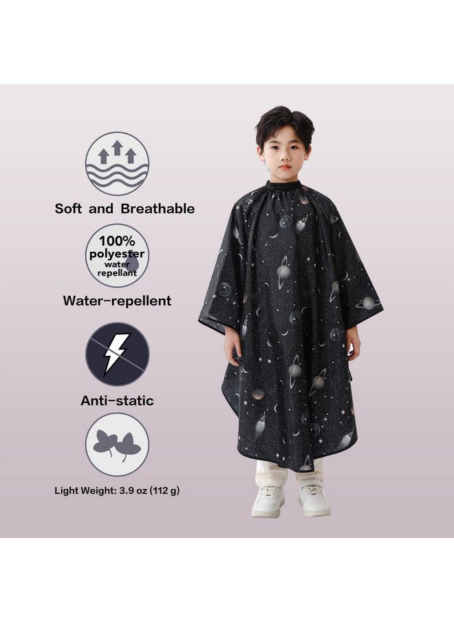 Perfehair PERFEHAIR Kids Hair Cutting Cape with Sleeves, Kids Barber Cape Haircut Cape for Boy & Girls, Professional Salon or Home Hair Cut Cape-Black Space Printing  - Image 4