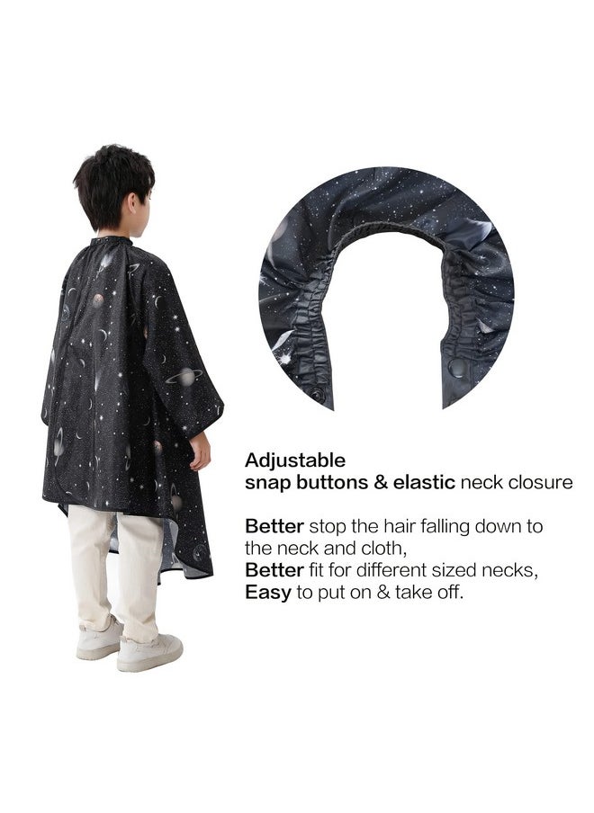 Perfehair PERFEHAIR Kids Hair Cutting Cape with Sleeves, Kids Barber Cape Haircut Cape for Boy & Girls, Professional Salon or Home Hair Cut Cape-Black Space Printing  - Image 3