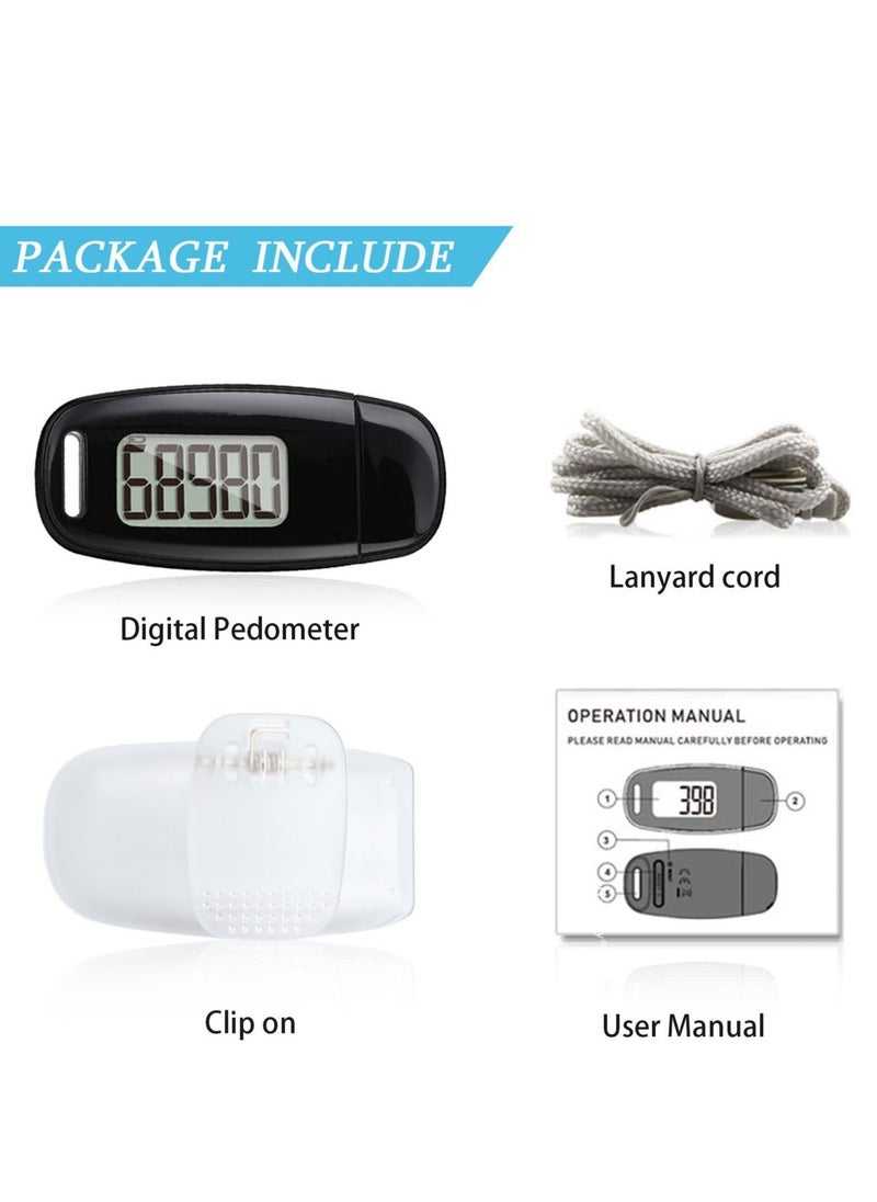Generic - 3D Pedometer with Clip and Strap, Simple Walking Step Counter, USB Rechargeable Accurate Step Counter, Daily Target Monitor, Exercise Time - Image 1