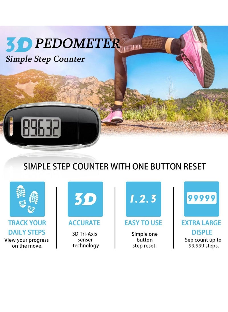 Generic - 3D Pedometer with Clip and Strap, Simple Walking Step Counter, USB Rechargeable Accurate Step Counter, Daily Target Monitor, Exercise Time - Image 1