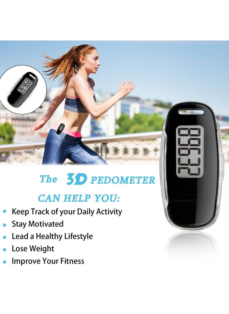 Generic - 3D Pedometer with Clip and Strap, Simple Walking Step Counter, USB Rechargeable Accurate Step Counter, Daily Target Monitor, Exercise Time - Image 1