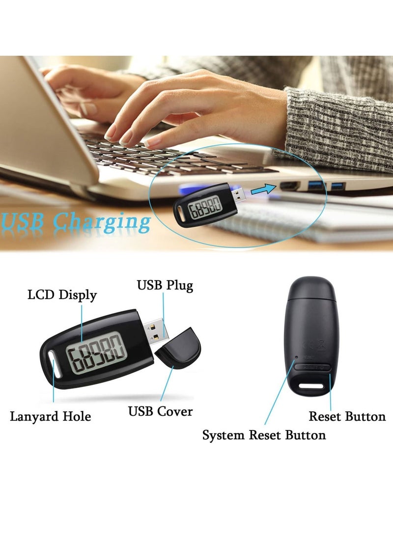 Generic - 3D Pedometer with Clip and Strap, Simple Walking Step Counter, USB Rechargeable Accurate Step Counter, Daily Target Monitor, Exercise Time - Image 1