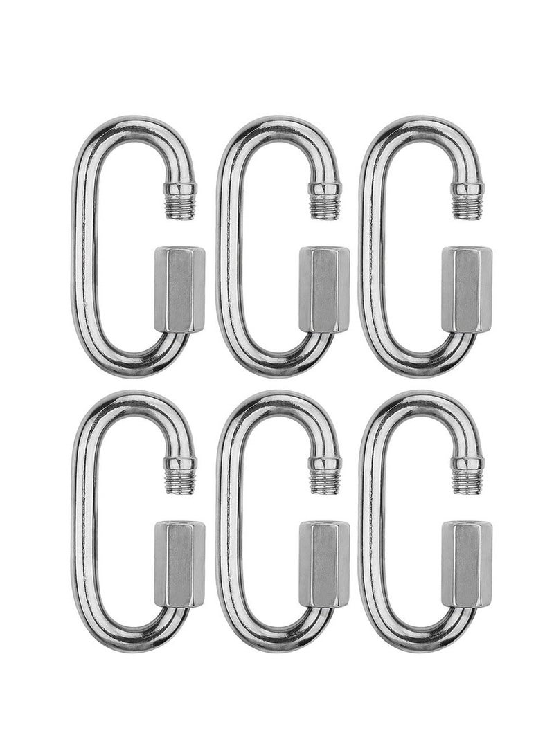 Peachjoy Quick Link,304 Stainless Steel Oval Locking Carabiner,M4 Heavy Duty Threaded Quick Chain Link for Tire, Swing, Gym, Camping, Hammock, Rope Connector and Trailer,Max Weight Capacity 227KG,6 Pack - Image 1