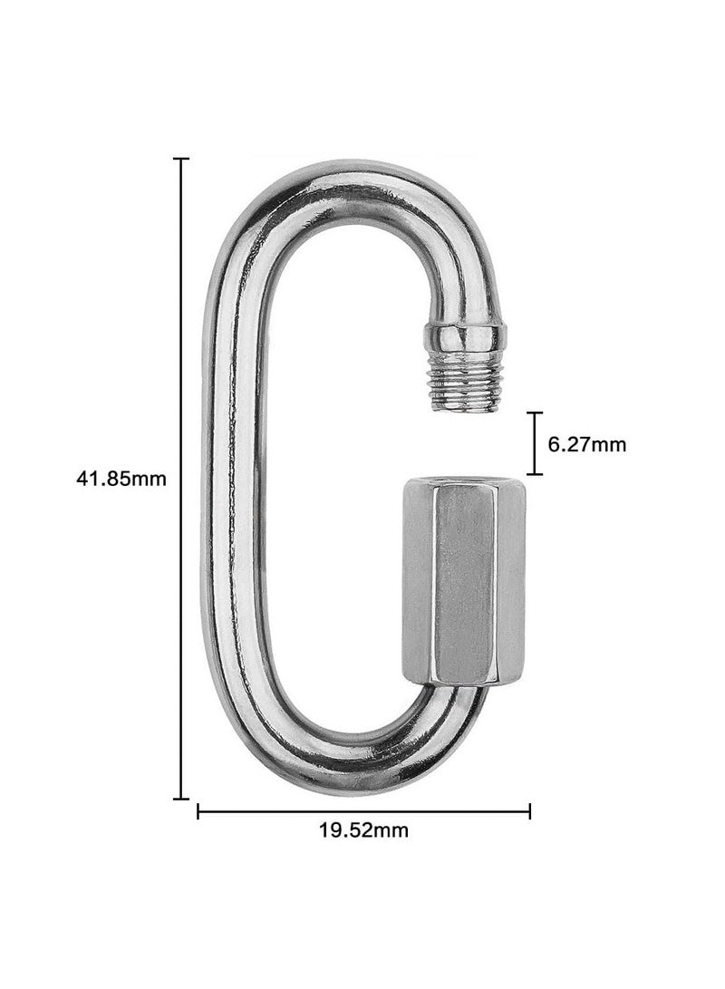 Peachjoy Quick Link,304 Stainless Steel Oval Locking Carabiner,M4 Heavy Duty Threaded Quick Chain Link for Tire, Swing, Gym, Camping, Hammock, Rope Connector and Trailer,Max Weight Capacity 227KG,6 Pack - Image 2