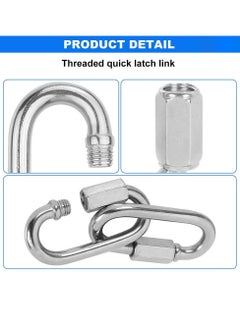 Peachjoy Quick Link,304 Stainless Steel Oval Locking Carabiner,M4 Heavy Duty Threaded Quick Chain Link for Tire, Swing, Gym, Camping, Hammock, Rope Connector and Trailer,Max Weight Capacity 227KG,6 Pack  - Image 4
