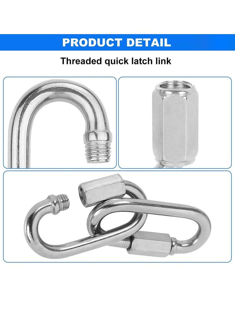 Peachjoy Quick Link,304 Stainless Steel Oval Locking Carabiner,M4 Heavy Duty Threaded Quick Chain Link for Tire, Swing, Gym, Camping, Hammock, Rope Connector and Trailer,Max Weight Capacity 227KG,6 Pack - Image 4