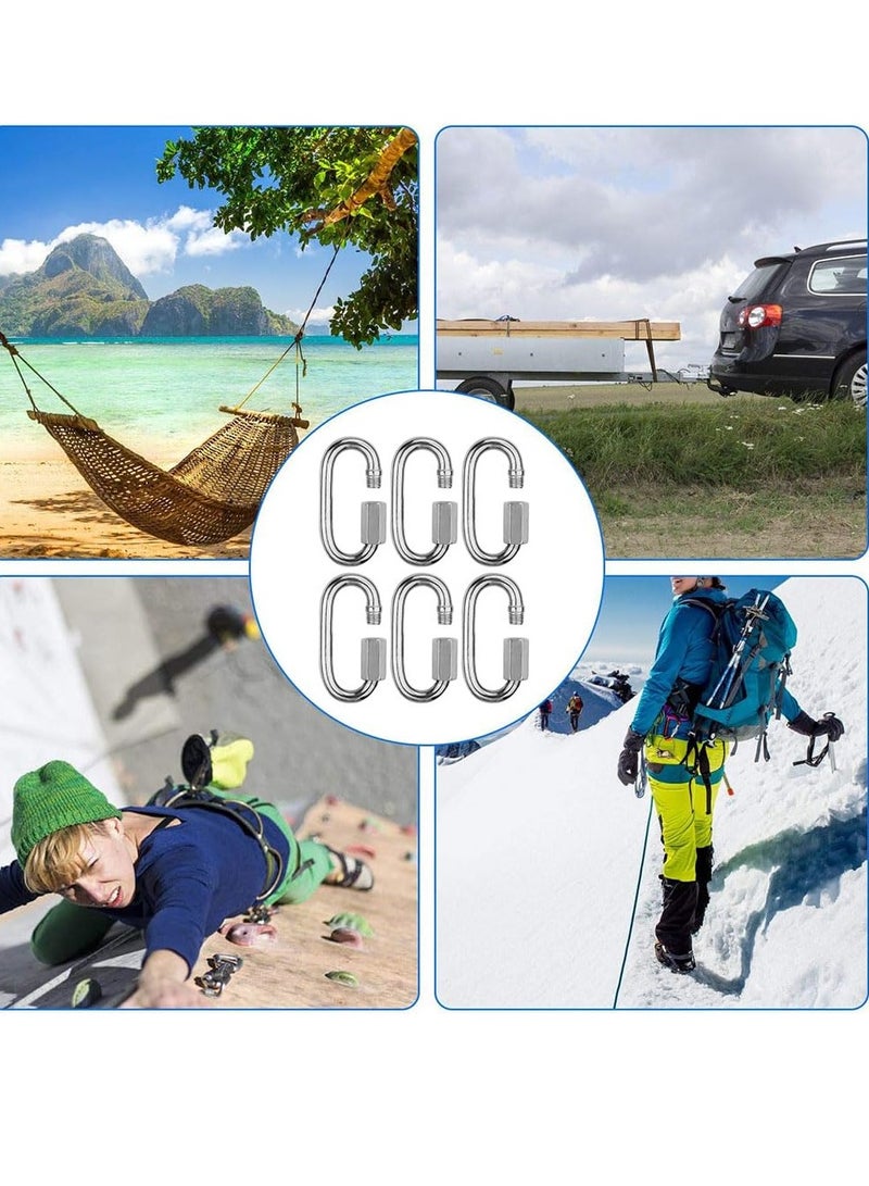 Peachjoy Quick Link,304 Stainless Steel Oval Locking Carabiner,M4 Heavy Duty Threaded Quick Chain Link for Tire, Swing, Gym, Camping, Hammock, Rope Connector and Trailer,Max Weight Capacity 227KG,6 Pack - Image 5