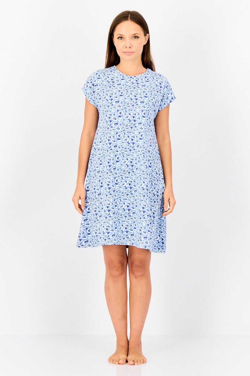 Zivame x Rosaline Women Allover Print Short Sleeves Sleeping Dress, Multicolor - Image 2