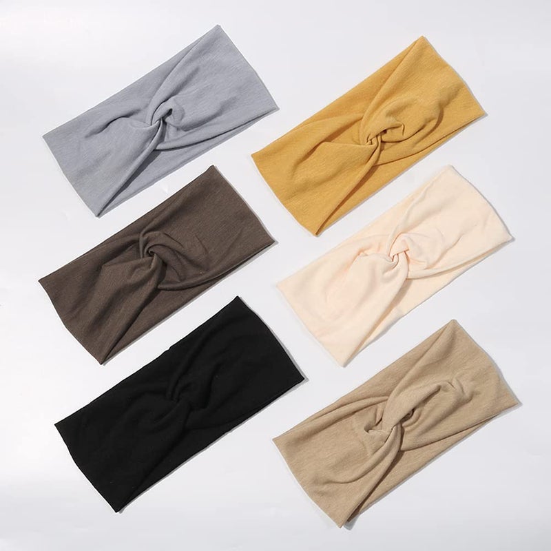 Artilady 6 Pack Wide Boho Headbands for Women  Soft Yoga Elastic Hair Bands for Girls Workout Running Sport Headwrap Nonslip Breathable Solid