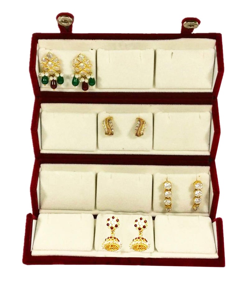 atorakushon® Velvet 12 Pair Earrings Organizer Jewellery Box For Women and Girls Pack of 2 - Image 3
