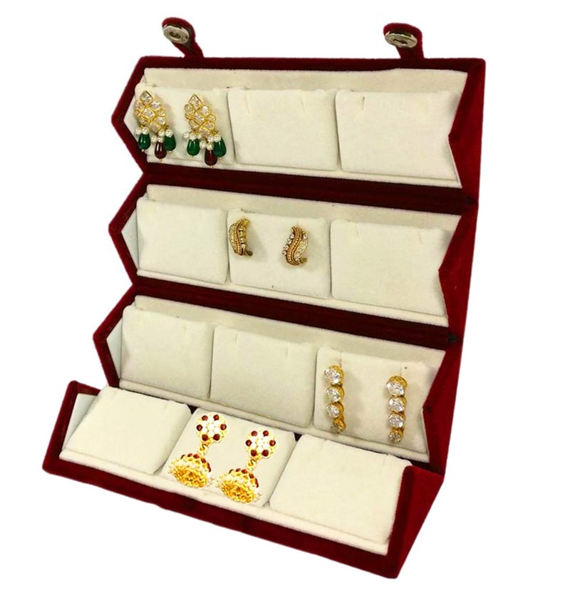 atorakushon® Velvet 12 Pair Earrings Organizer Jewellery Box For Women and Girls Pack of 2 - Image 2