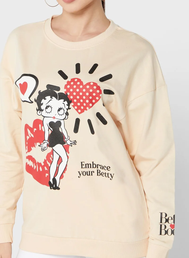 BETTY BOOP Betty Boop Round Neck Sweatshirt