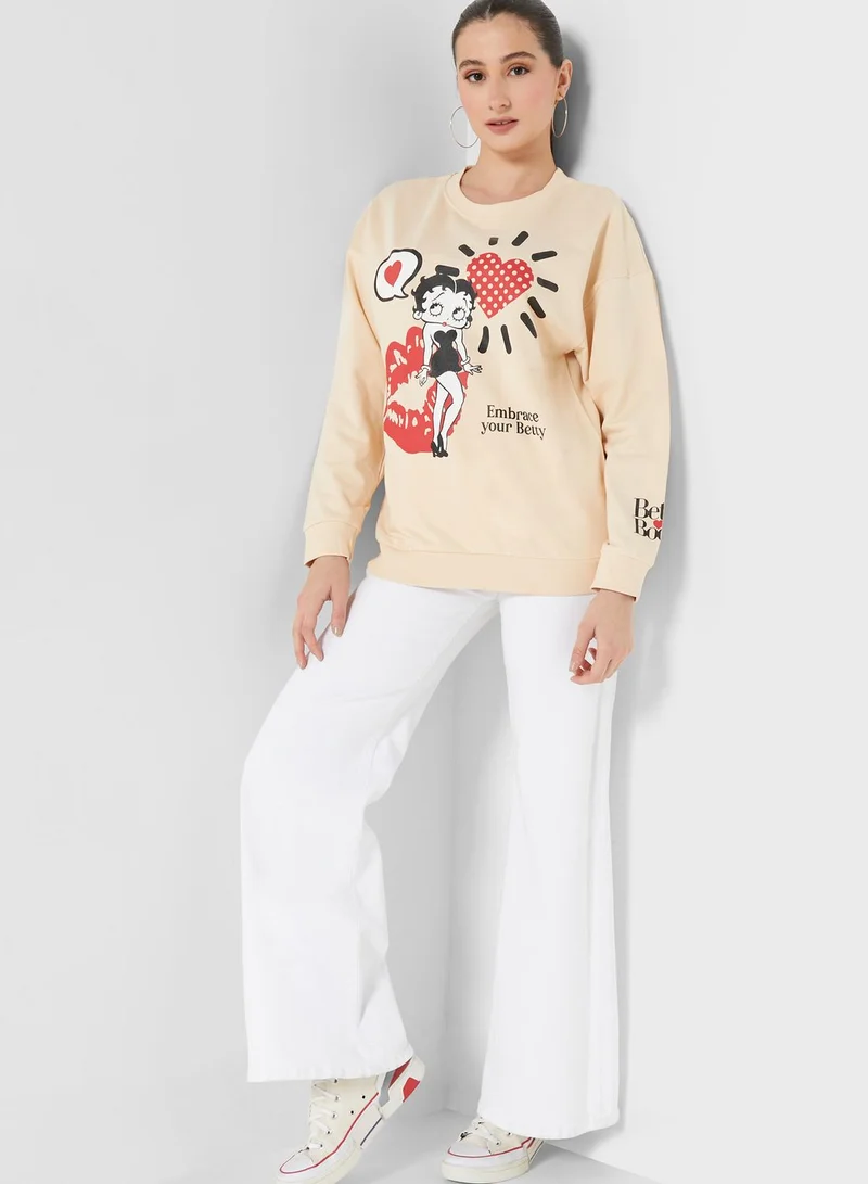 BETTY BOOP Betty Boop Round Neck Sweatshirt