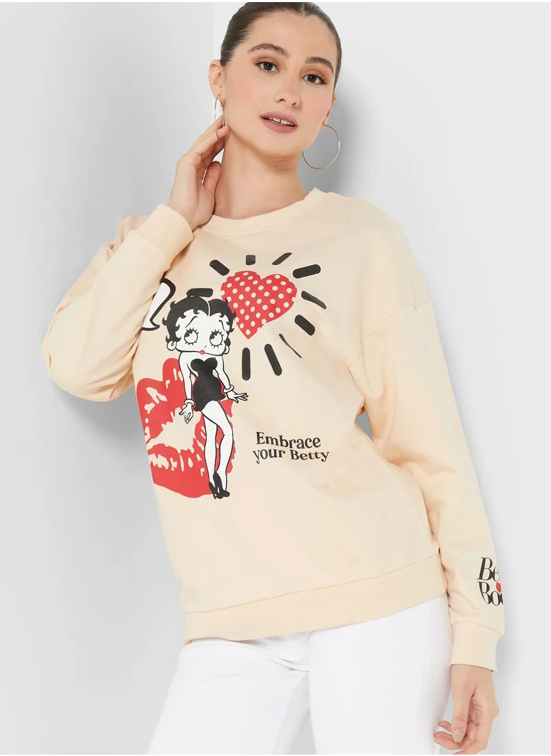 BETTY BOOP Betty Boop Round Neck Sweatshirt