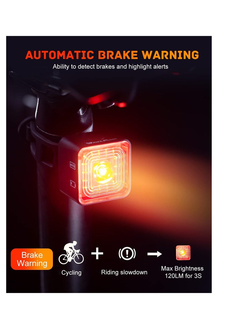 إسكدنيا Smart Bike Tail Light, Brake Sensing Rear Lights, USB Rechargeable Bike Light Kit, IP66 Waterproof u0026 Dustproof, 5 Light Modes, One-Piece Aluminum Alloy Bicycle Lights Front - Image 2