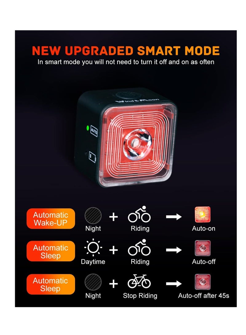 إسكدنيا Smart Bike Tail Light, Brake Sensing Rear Lights, USB Rechargeable Bike Light Kit, IP66 Waterproof u0026 Dustproof, 5 Light Modes, One-Piece Aluminum Alloy Bicycle Lights Front - Image 3