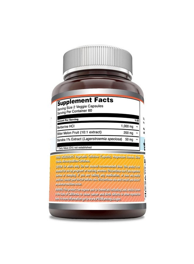 Amazing Nutrition Amazing Formulas Berberine with Bitter Melon & Banaba Extract Complex | 1250 Mg per Serving |120 Veggie Capsules | Non-GMO | Gluten-Free | Made in USA - Image 3