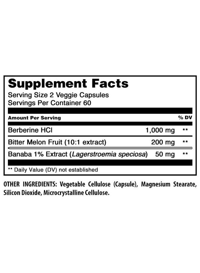 Amazing Nutrition Amazing Formulas Berberine with Bitter Melon & Banaba Extract Complex | 1250 Mg per Serving |120 Veggie Capsules | Non-GMO | Gluten-Free | Made in USA - Image 4