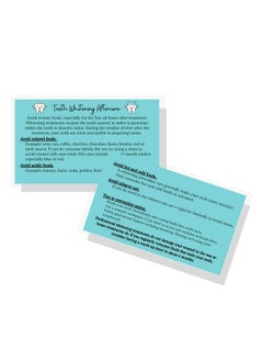 Boutique Marketing LLC Professional Teeth Whitening Aftercare Instructions Cards Package Of 50 Double Sided Size 2X3.5 Inch Business Card Cosmetic Dentistry Teal Green With Teeth Design  - Image 1