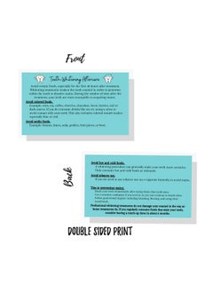 Boutique Marketing LLC Professional Teeth Whitening Aftercare Instructions Cards Package Of 50 Double Sided Size 2X3.5 Inch Business Card Cosmetic Dentistry Teal Green With Teeth Design  - Image 5
