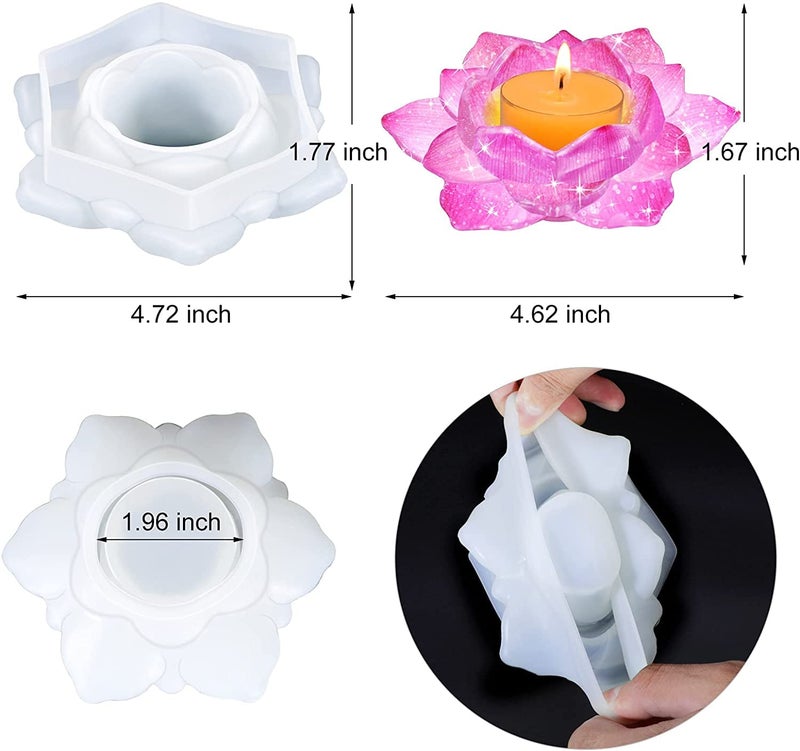 Snoogg SNOOGG® Pack of 2 Silicone Moulds of Tea Light Candle Holder in Lotus Shape for Epoxy Resin Art, DIY, Casting,Making Coaster, Home Decoration, Cup Mat and More ..  - Image 4