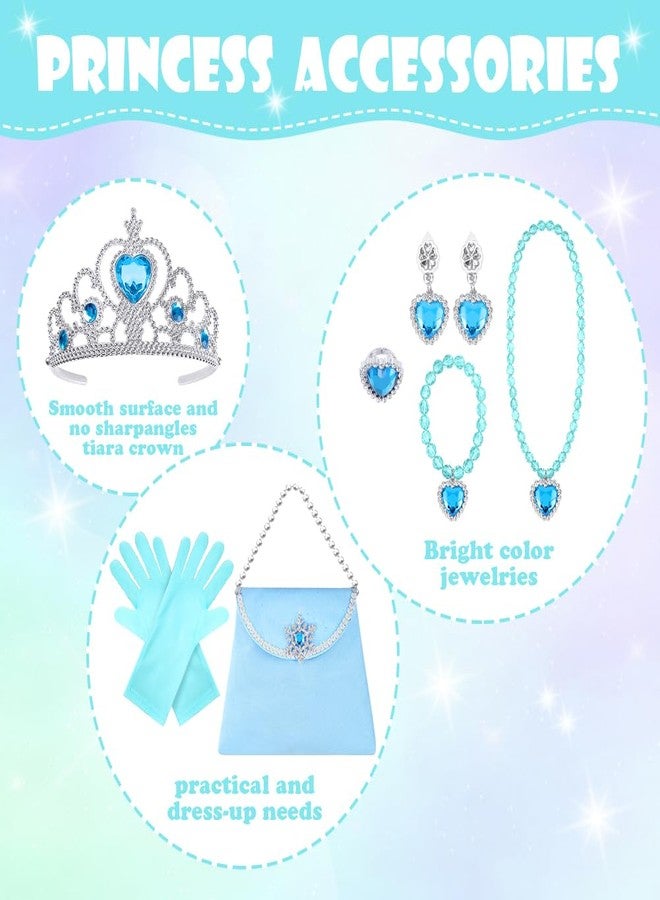 Vicloon 11PCS Princess Cape Set, Princess Dress Up Cloak With Crown, Wand, jewelry, and bag, Princess Dress Up Clothes for Little Girls, Princess Cape for 3+ Year Old Christmas Birthday Gifts(Blue) - Image 5