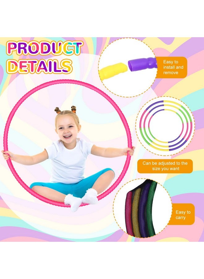 سراتي 12 قطعة من حلقات الألعاب للأطفال قابلة للفصل والتعديل، حلقات تمارين ملونة، دائرة بلاستيكية للأطفال والمراهقين، معدات الجمباز وخفة الحركة للكلاب، تتطلب التجميع الذاتي (ألوان بسيطة، 32 بوصة) - Image 3