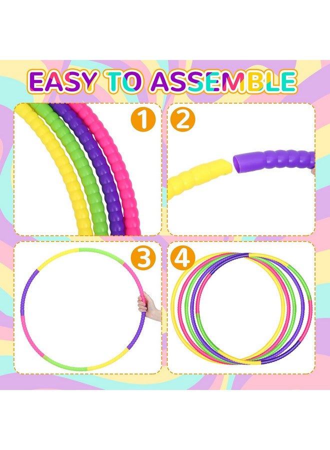 سراتي 12 قطعة من حلقات الألعاب للأطفال قابلة للفصل والتعديل، حلقات تمارين ملونة، دائرة بلاستيكية للأطفال والمراهقين، معدات الجمباز وخفة الحركة للكلاب، تتطلب التجميع الذاتي (ألوان بسيطة، 32 بوصة) - Image 4