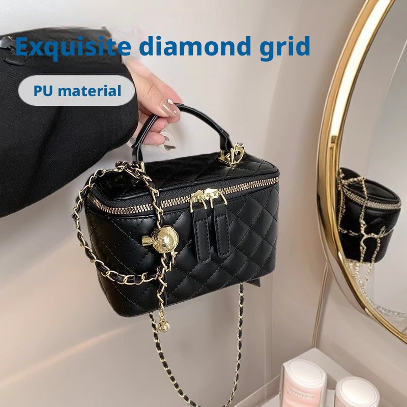 حقيبة كتف نسائية بتصميم صندوقي مبطن بنقشة الماس وسلسلة 2026 - Image 3