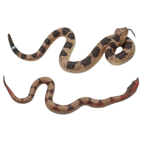 Gelabur 2Pcs Fake Snakes Prank Soft Rubber Snake Realistic Keep Birds Away Fake Snakes Toy LifeLike Snake Figurine for Pranks Halloween Decorations and Educational Purposes - Image 1